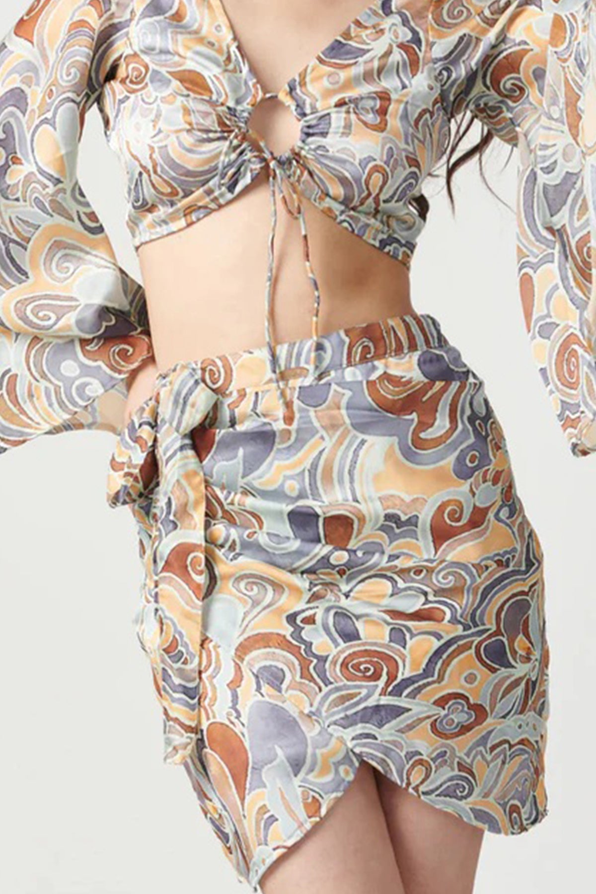 Buy Cloudy Semi Satin Printed Skirt for women online available at ScrollnShops